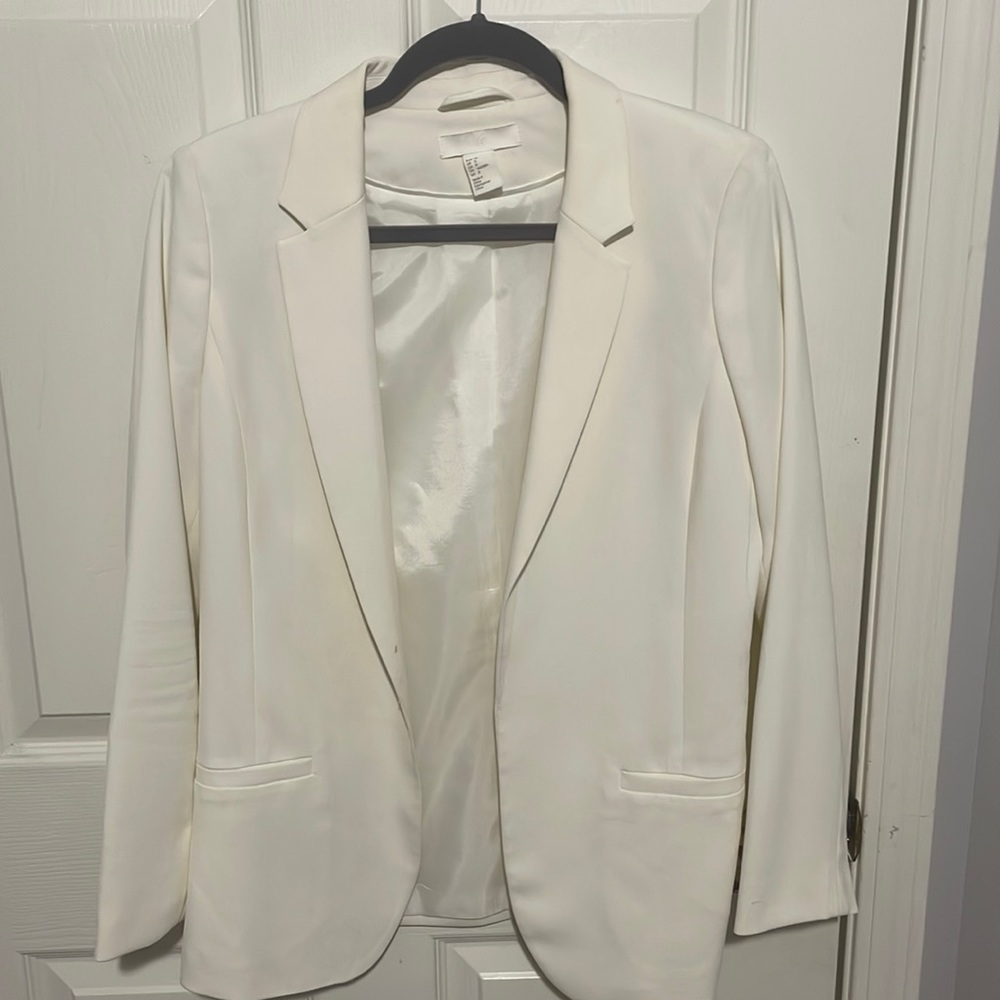H&M mid length ivory blazer